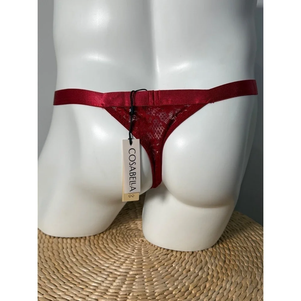 Cosabella‎ Never Say Never Italian Thong Men's Floral Lace Brief Sindoor Red